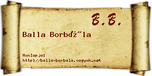 Balla Borbála névjegykártya