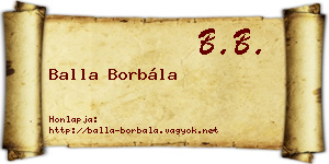 Balla Borbála névjegykártya